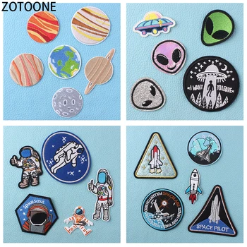 

ZOTOONE 5Pcs Astronaut Alien Multi-style Patches Stripes Embroidered Patch for Clothes Diy Badges Appliques on Clothing for Kids