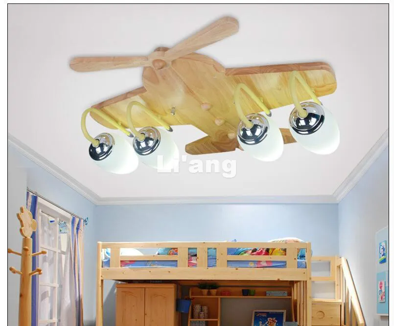 

Free Shipping Wooden Plane Cartoon Ceiling Lamp L57cm LED Ceiling Lights 110V 220V AC Children Bedroom Lovely LED Ceiling Lamps