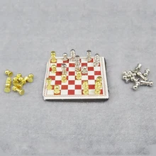 Милый мини 1/12 кукольный домик Миниатюрный Международный шахматный набор кукольный домик мебель для украшения дома аксессуары Игрушка