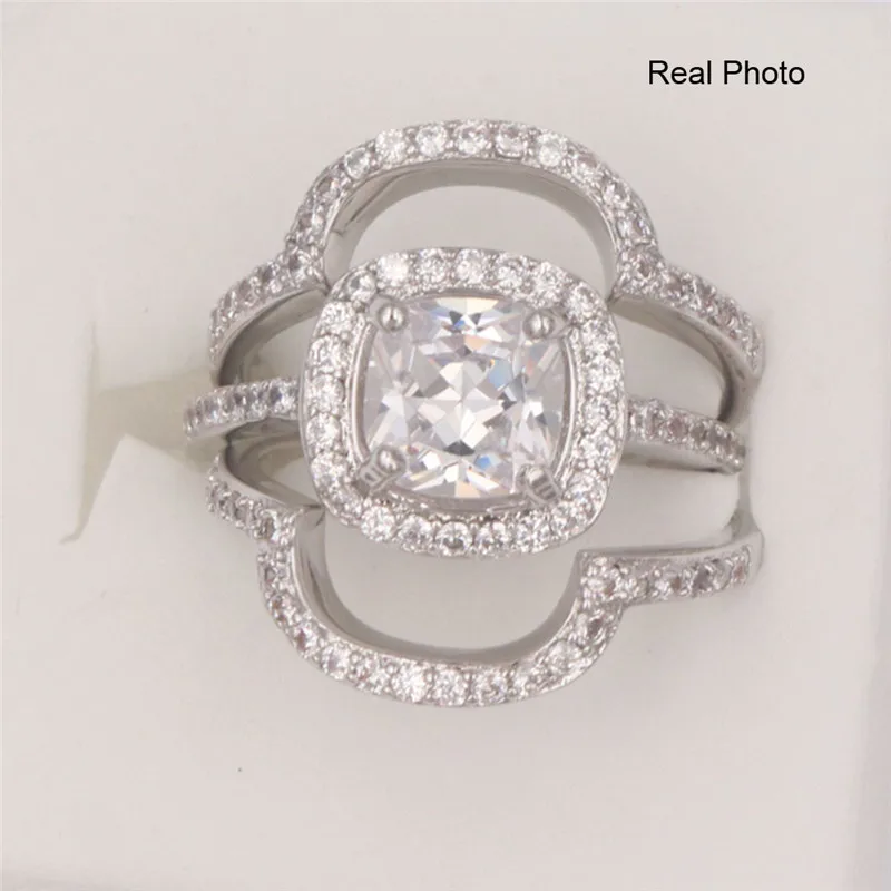 Модный комплект из 3 предметов, кольцо с кристаллами, Роскошные Складные кольца для женщин, заполненные серебром, свадебные ювелирные изделия, подарок для подружки невесты