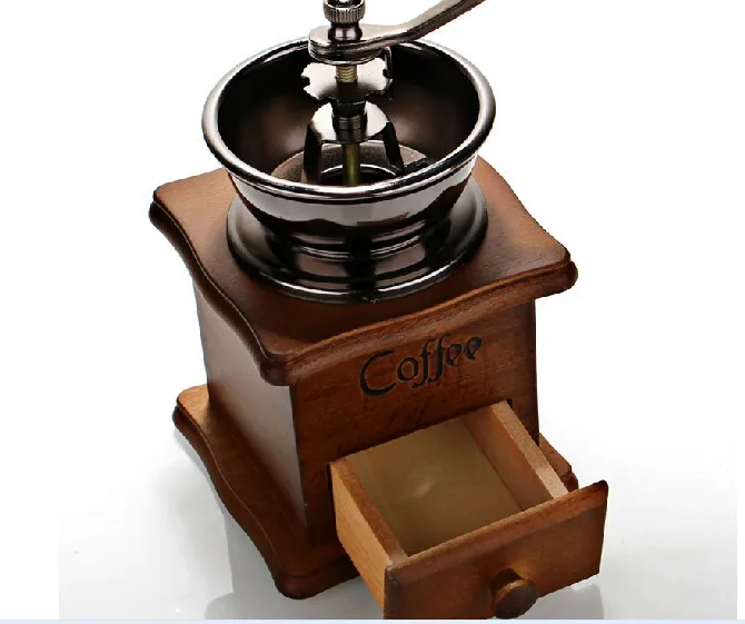 Ручная кофемолка/манкуальная кофемолка с деревянным и металлическим дизайном и керамическим сердечником