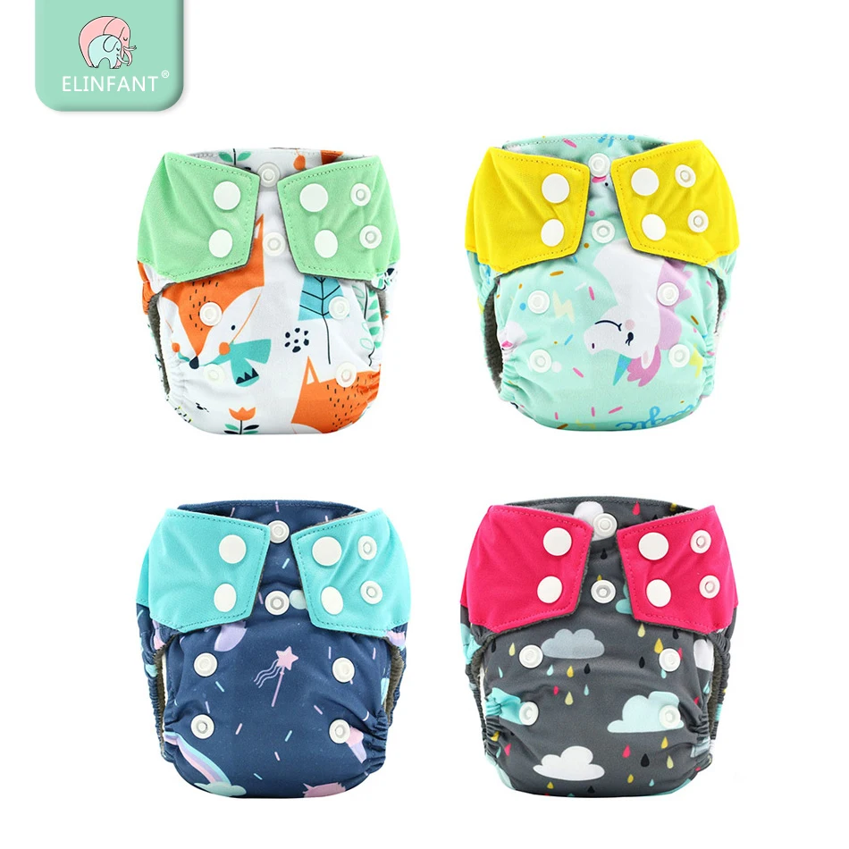 Elinfant 6 PCS newborn baby bamboo charcoal aio cloth diaper nappy with