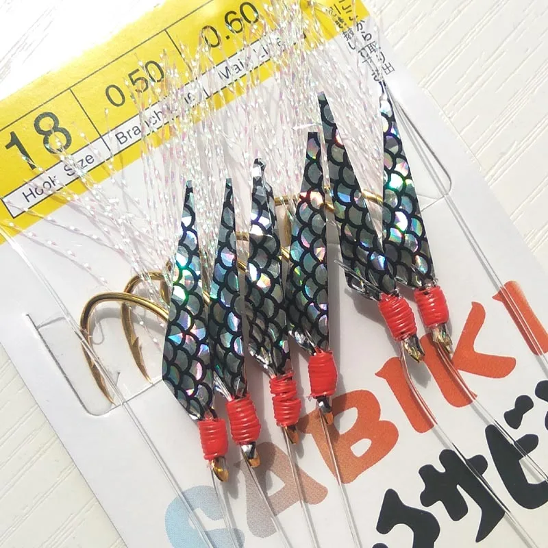 

10 packs 6# 8# 10# 12# 14# 16# 18# ribbonfish Sabiki Rig Shrimp Sabiki Rigs Soft fishing lure with Strong Fishing hook