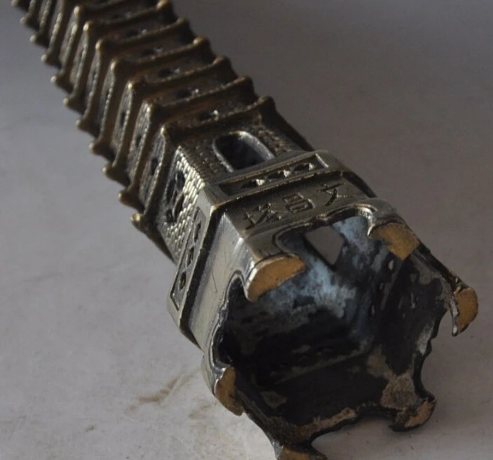 

S0423 14" Chinese buddhism temple Bronze Buddha Stupa Pagoda wenchang Tower Statue