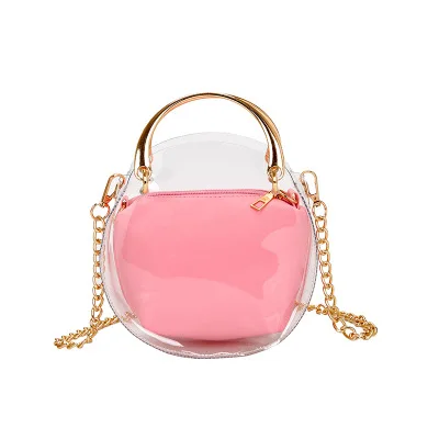 

Ougger Mini Women Bags Crossbody Chain Bag Korean Style Pink PU Composite Bag with Chains for Dance