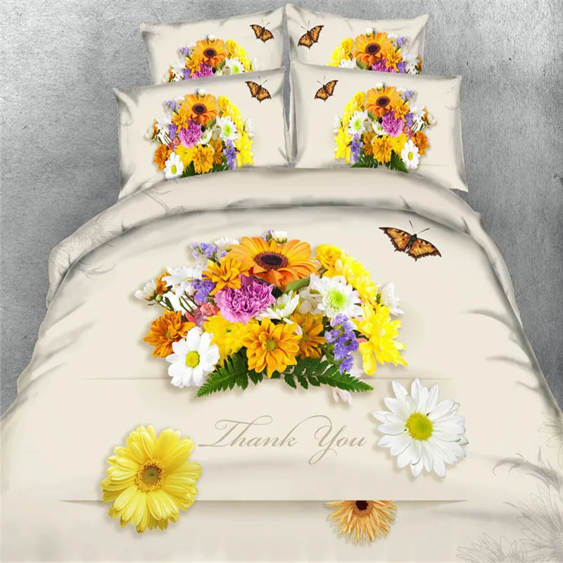 

Daisy Flower Wedding Bedding sets 3d print bedspreads 3/4pcs bedclothes duvet cover king queen twin sizes girls/children bed set