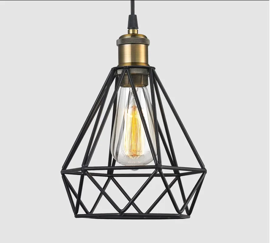 Us 26 8 Black Vintage Diamond Cage Pendant Light Hanging Droplight Lamp Ac110 260 E27 Socket For Restaurants Bar In Us 26 8 Black Vintage Diamond Cage Pendant Light Hanging Droplight Lamp Ac110 260 E27 Socket For Restaurants Bar In