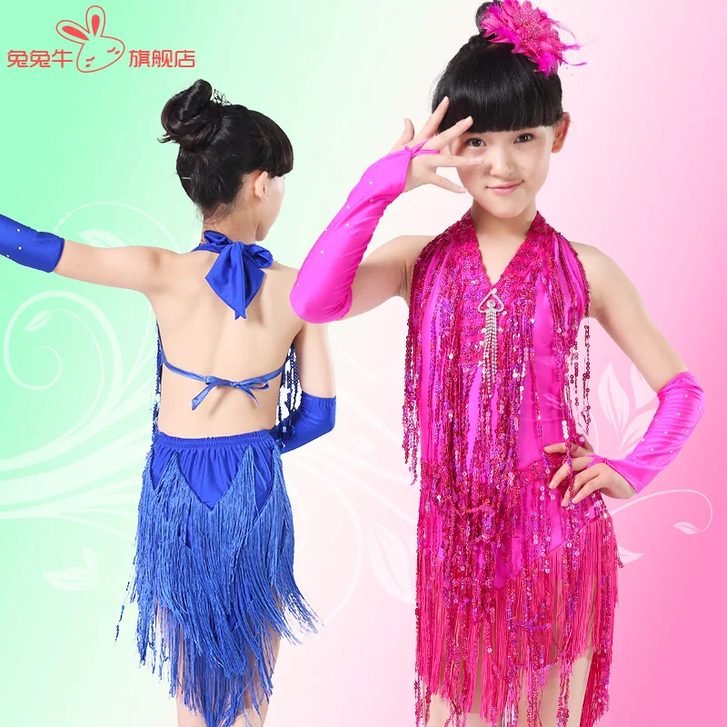 20pcs lot Free Shipping Children Girls Samba Salsa Tango Latin Ballroom Dance Dresses for Kids Competition