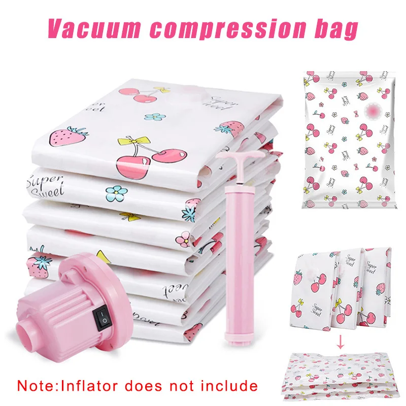 

5 Pcs Multifunctional Travel Vacuum Storage Bags Reusable Space Saving Leakproof for Clothes Blankets Pillows LXY9