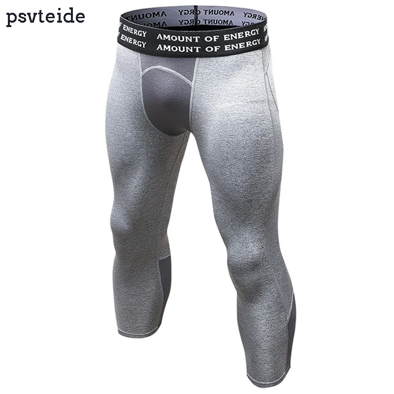 Mens Bodybuilding Tights Trousers Runing 3/4 Pants Compression Pants Sport  Homme Jogging Pants Energy Leggings