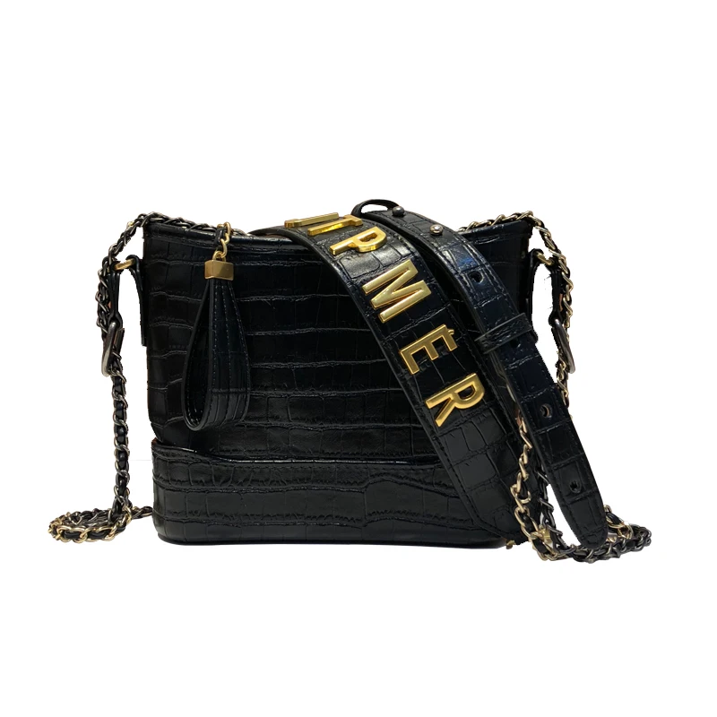 

Crocodile Pattern Bucket 2019 New Fashion Chain Shoulder Messenger Bags Famous Designer Women Purse and Handbags Sac A Main