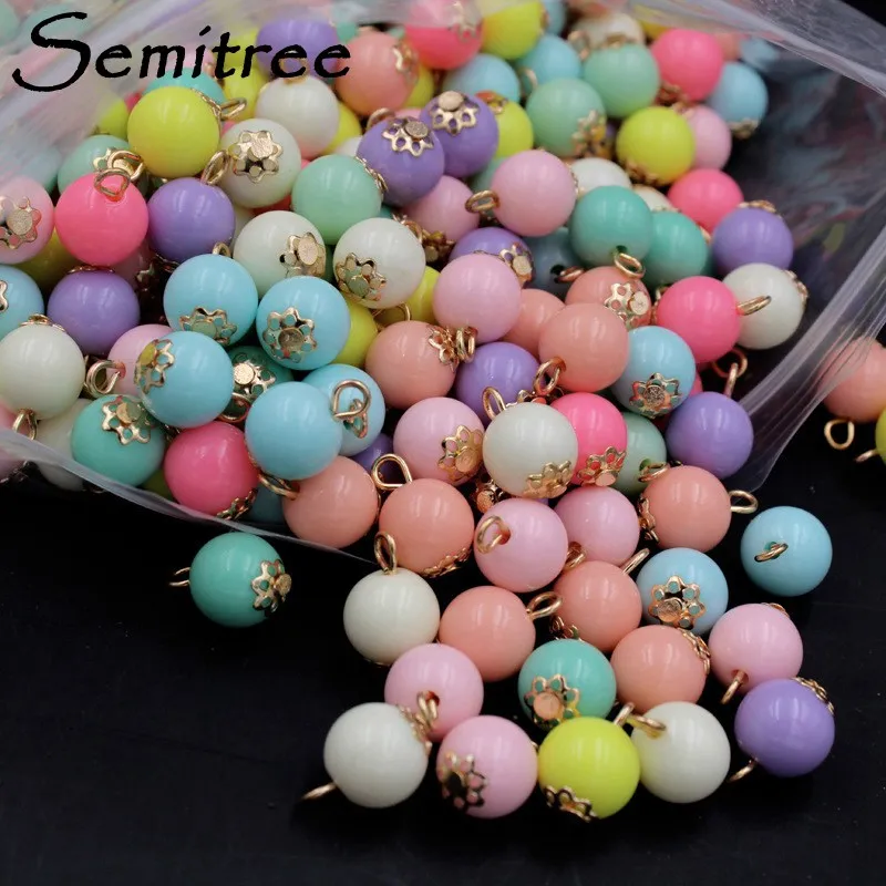 

50Pcs/Lot Mixed Color 8/10/12/14mm Acrylic Beads Pendant Charm for DIY Necklace Earrings Jewelry Making Accessories Supplies