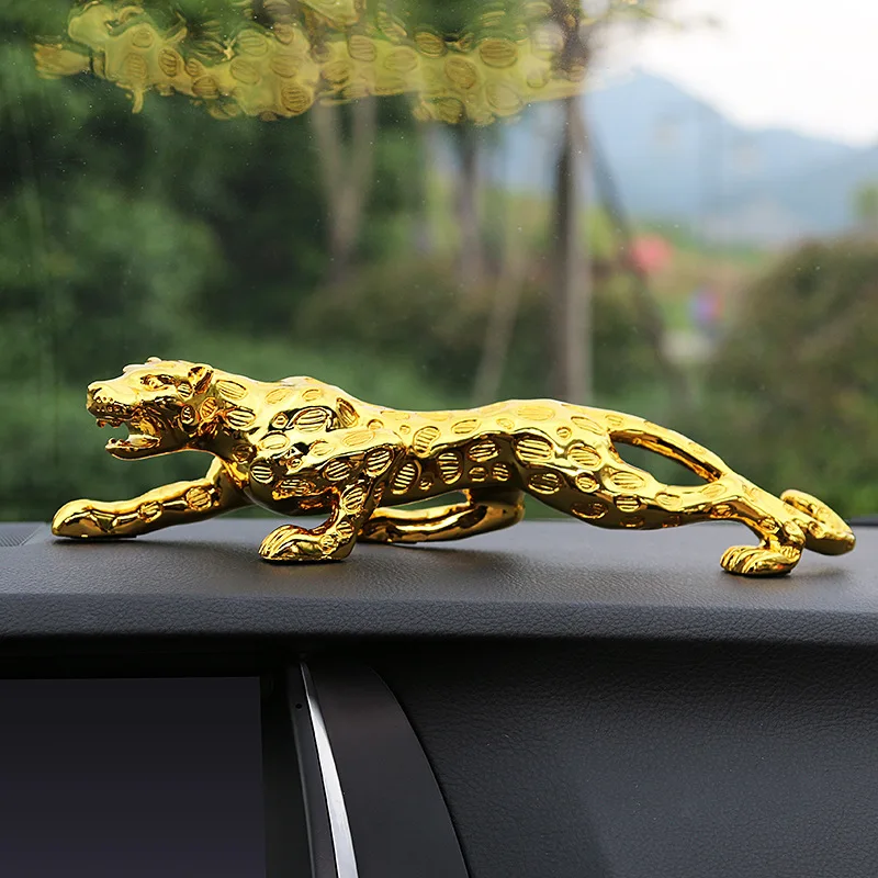 

Car Ornaments Golden Silver Money Leopard Shape Perfume Seat Creative Car Dashboard Resin Crafts Decoration Accessories