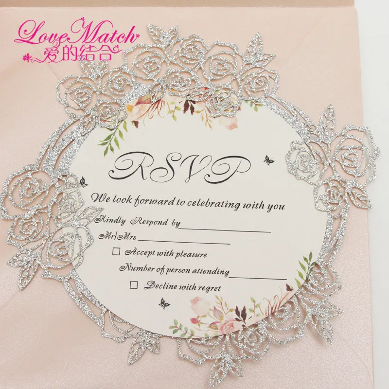 10 наборов цветок Форма блестящая бумажные Пригласительные открытки вечерние на свадьбу и день рождения открытка RSVP стол карточка с местом для указания имени для гостей на свадьбу-SE