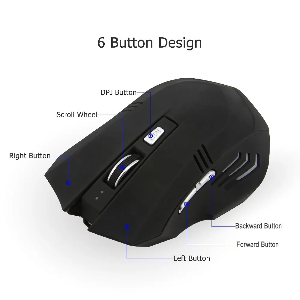 CHUYI 6 Buttons Silent Bluetooth Wireless Mouse Rechargeable 1600DPI Computer Gaming Mice Optical Game Mause For PC Laptop Gamer CHUYI 6 Buttons Silent Bluetooth Wireless Mouse Rechargeable 1600DPI Computer Gaming Mice Optical Game Mause For PC Laptop Gamer