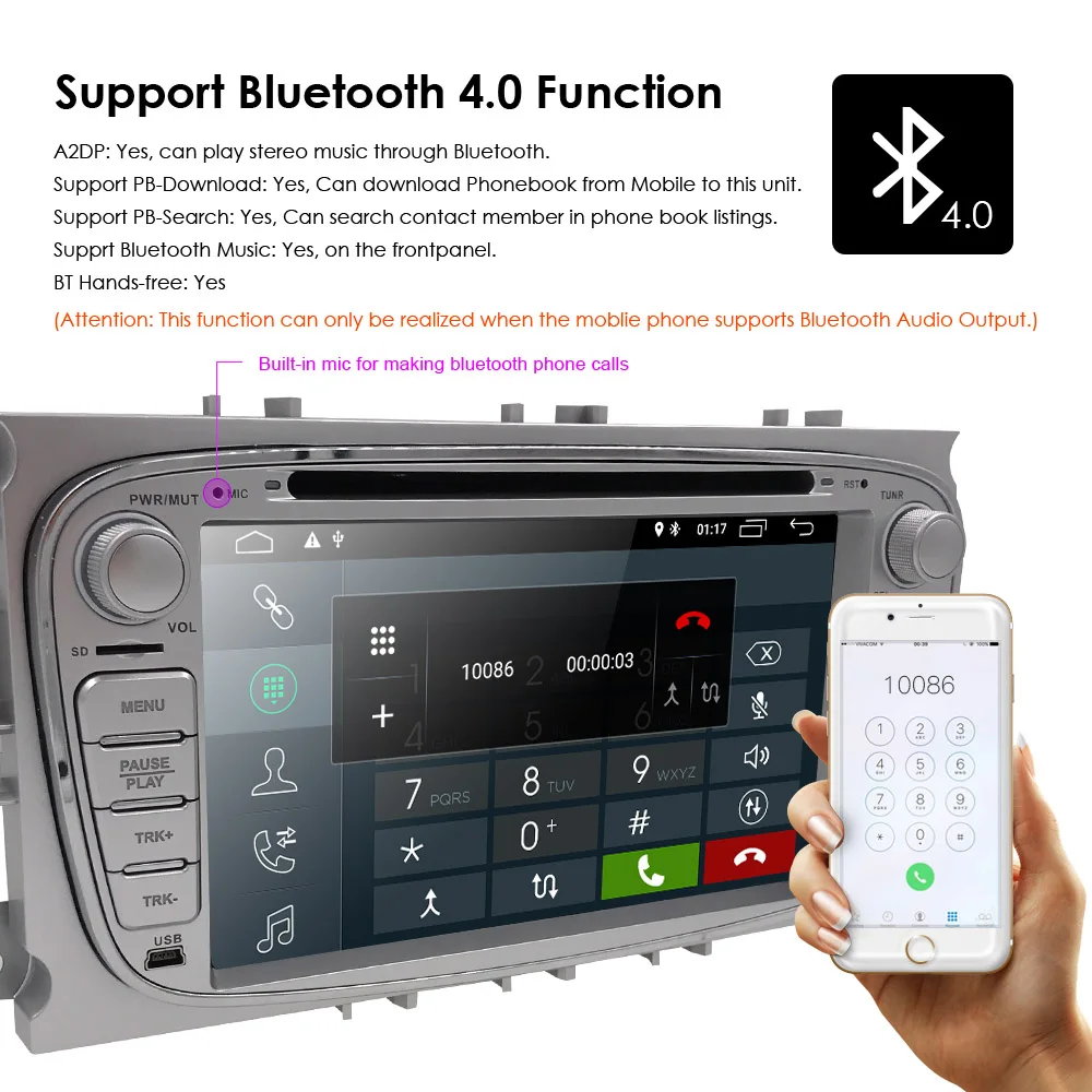 Flash Deal IPS 2Din 7" Android 9.0 Car DVD Player Radio Online Maps GPS Navigation WIFI for Ford focus II Galaxy Transit Tourneo Mondeo 13