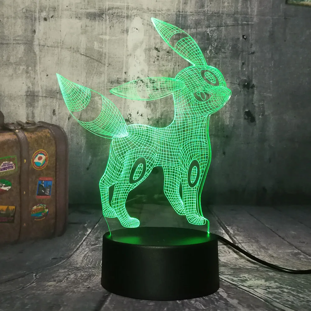 Pokemon Umbreon 3D Crystal LED USB Night Light Lamp Crafts Xmas Brithday Gift 