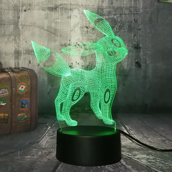 

Novelty Lovely Umbreon Pokemon Go Game 3D Beautiful Cute 3D LED Night Light 7 Color Desk Lamp Kawaii Kids Toy Christmas lamp