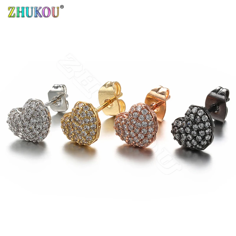 

ZHUKOU A pair of Heart Earrings fashion Sweet Fairy stud earrings for women&girl Small korean earrings for Summer model:VE45