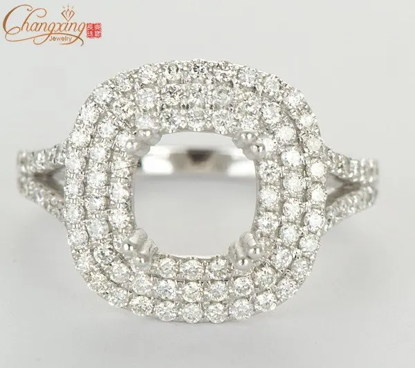 

6.5mm Cushion 14K WHITE GOLD Natural 0.82ct DIAMOND ENGAGEMENT SEMI MOUNT SETTING RING
