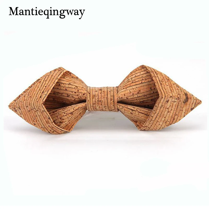 Mantieqingway Модные мужские корквуд деревянные бабочкой твердой древесины Bowties для Свадебная вечеринка Костюмы Gravatas ручной работы Галстуки