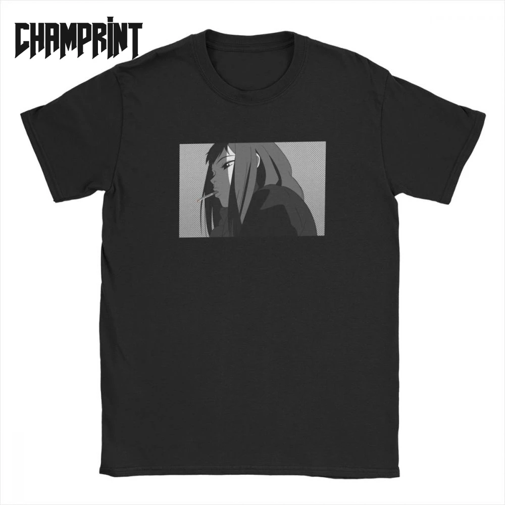 

Mamimi FLCL Men's T Shirts Japanese Anime Manga Cigarette Funny Tees Short Sleeve Crew Neck T-Shirts Pure Cotton Gift Idea Tops