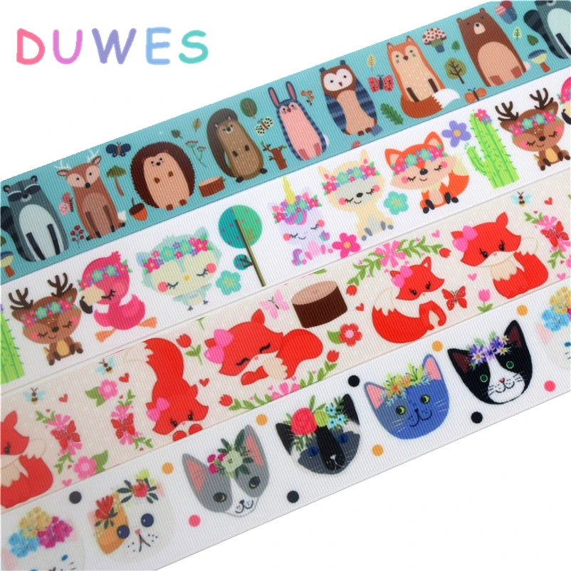

DUWES 1,5 дюйма, 50 ярдов, лиса, кошка, животные, печатные, крупнозернистый, искусственный бант, украшения для головных уборов «сделай сам», оптовая продажа, 38 мм D1010