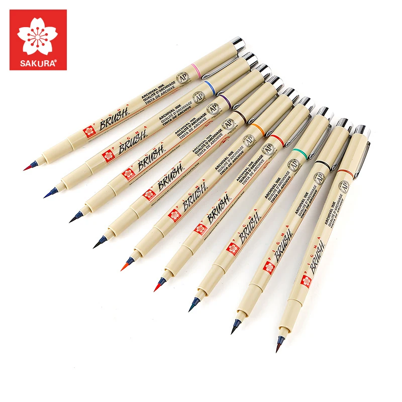 

Sakura soft needle pen 9 color selection art supplies waterproof comics hand-painted sketch color soft head color brush set