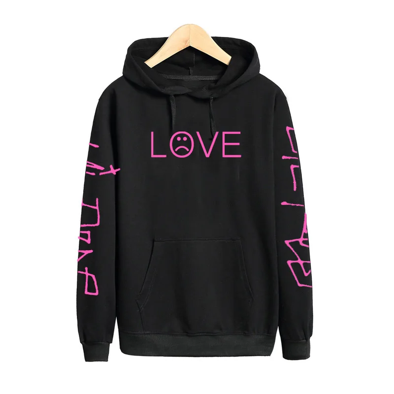 Pkorli Lil Peep Love толстовки мужские женские свитшоты пуловер с капюшоном повседневные женские Homme Harajuku Модные свитшоты рэпер худи - Цвет: black pink