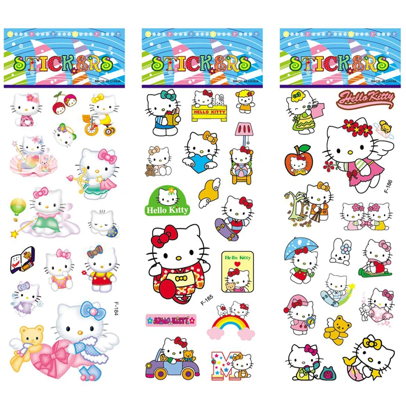 10 sheets Hello Kitty My Melody 3D Bubble Stickers Classic Kids Reward Toy Gift