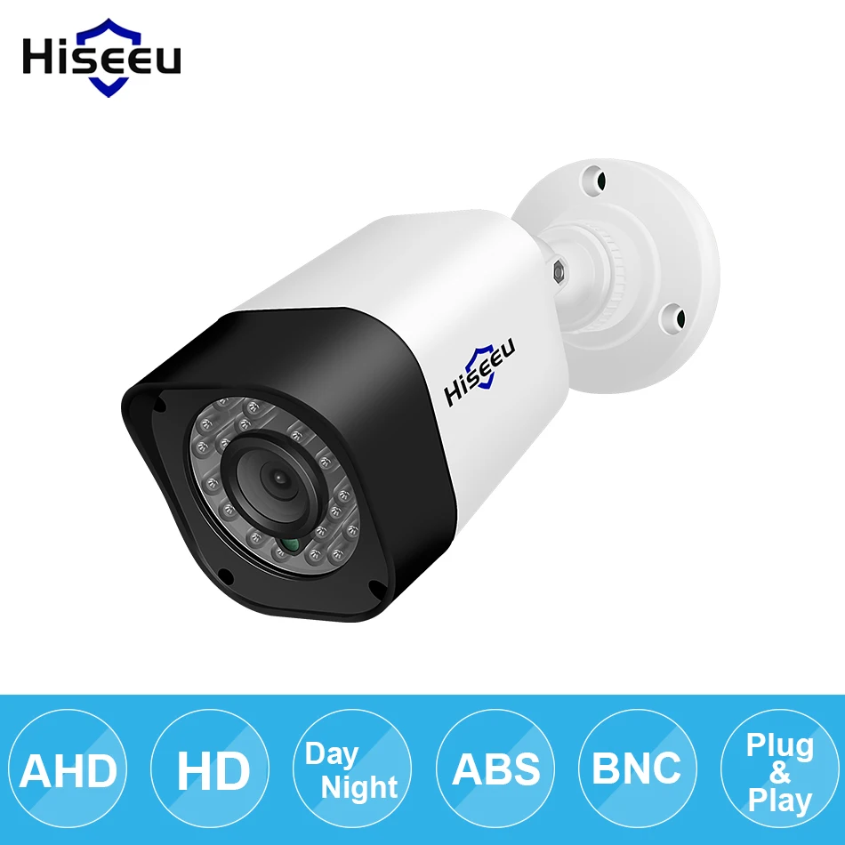Vente Hiseeu AHD 720P 1080P balle CCTV caméra étanche en plein air intérieur IR coupe Vision nocturne HD caméra de sécurité caméra de Surveillance vidéo