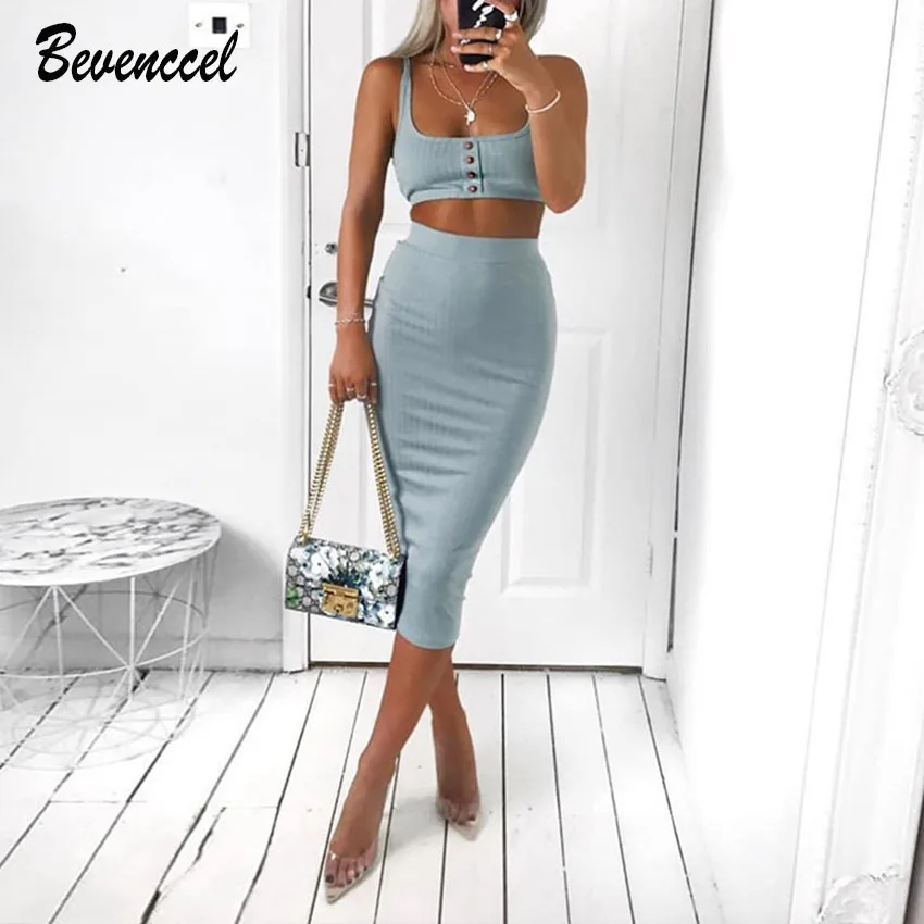 

New Chic Winter Women Dress Vestidos Verano 2019 Sleeveless Bodycon Two Piece sets Bandage Dress Runway Club Party Dress
