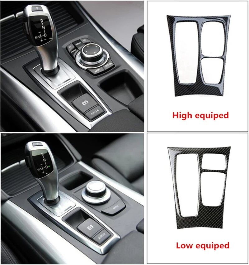 Carbon Fiber Car Interior Gear Panel Cover Trim For BMW X6 E71 2008-2013
