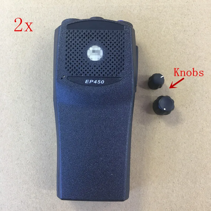 honghuismart 2pcs/lot the housing shell front case for motorola EP450 walkie talkie two way radio with 2 knobs