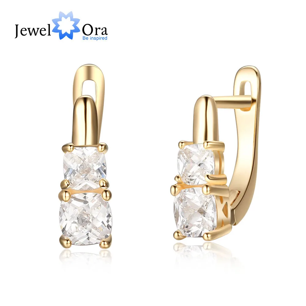 

Fashion Hoop Earring Gold Color Round Cubic Zirconia Earrings For Women Gift Ideas for Women (JewelOra EA102816)