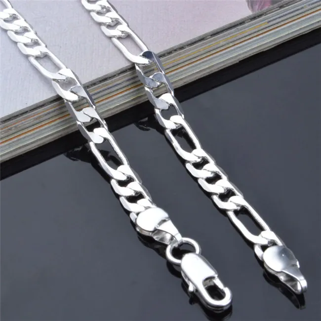 

2016 men's fashion silver Figaro chain necklace width 4mm 16--24inches cool street fashion style charm jewelry global hot