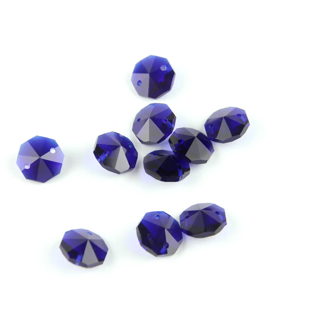 50 шт./лот 14 мм хрусталь смешанного цвета Bbeads восьмиугольник в 2 отверстия для кристаллы части для люстры для частей и DIY - Цвет: dark sapphire