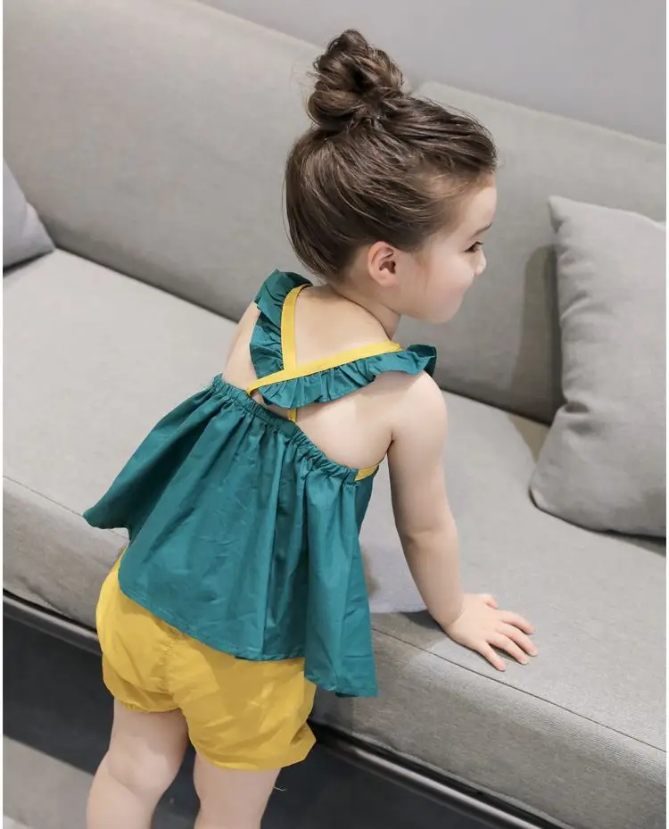 

2019 summer baby girl set suit two-piece princess clothing Sling lace A-LINE fashion lovely cute kids clothing sets