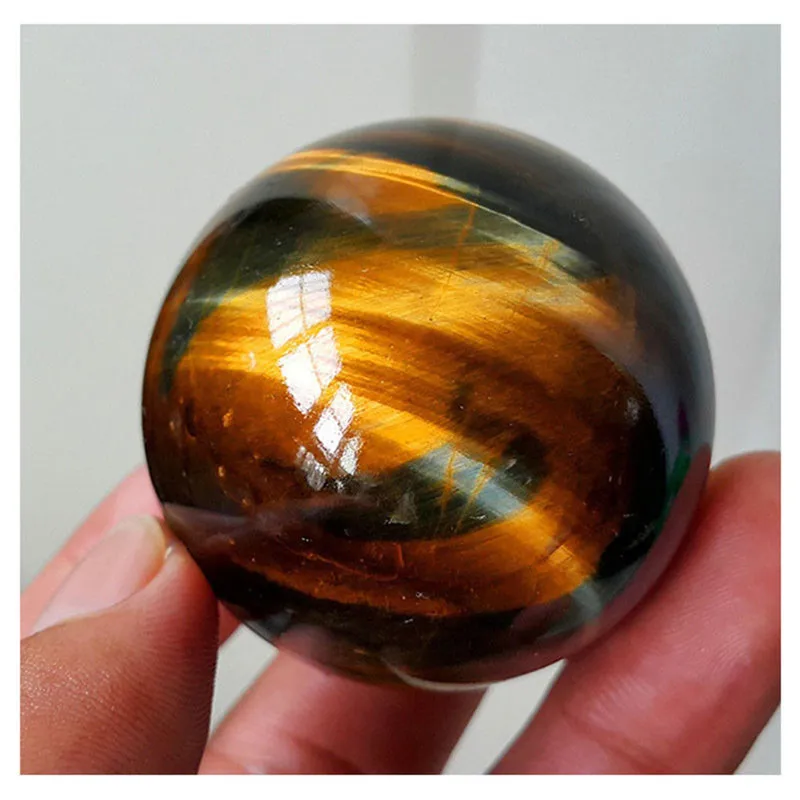 Природный Флюорит кварцевый хрустальный камень исцеление Шестиугольная палочка точки темно-желтый редкий кварц с тигриным глазом лечение шара Sphere 2,5 мм