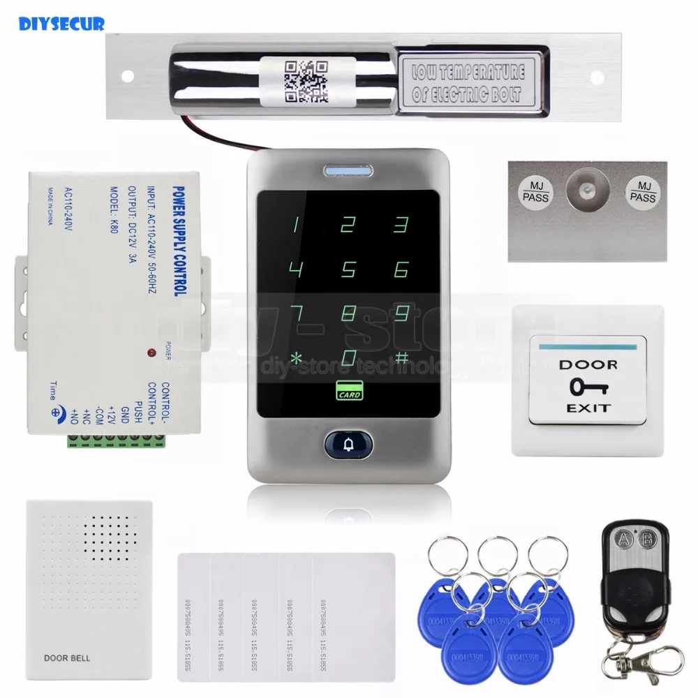 Diysecur 125 кГц RFID считыватель Пароль Клавиатура + Электрический домофоны + дверной звонок + Дистанционное управление двери Управление доступом