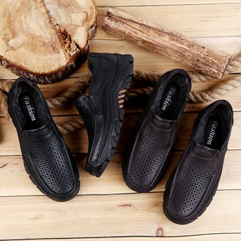 

Genuine Leather Men's Casual Shoes Big Size 37-47 Loafers Design Driving Men Flat Footwear Slip On Mens Moccasin Shoes