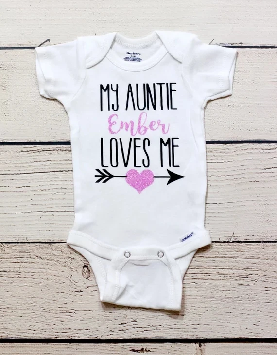 Персонализированное имя My auntie loves me baby shower одежда для малышей дома комбинезон
