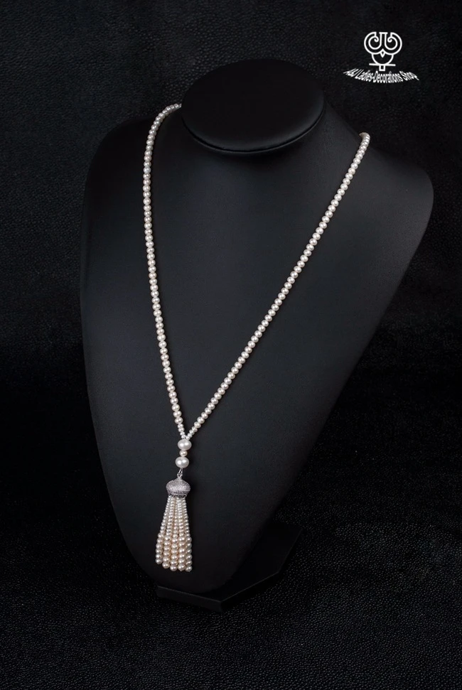 

wholesale AA 8mm fashion natural pearl necklace 68cm in length with 8cm tassel