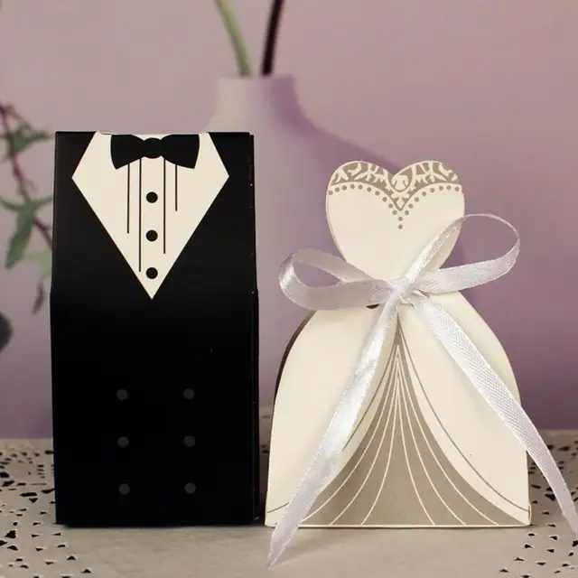 New 30pcs Lot Bridal Gift Bag Cases Groom Tuxedo Dress Gown Ribbon New 30pcs Lot Bridal Gift Bag Cases Groom Tuxedo Dress Gown Ribbon Wedding Favor Candy