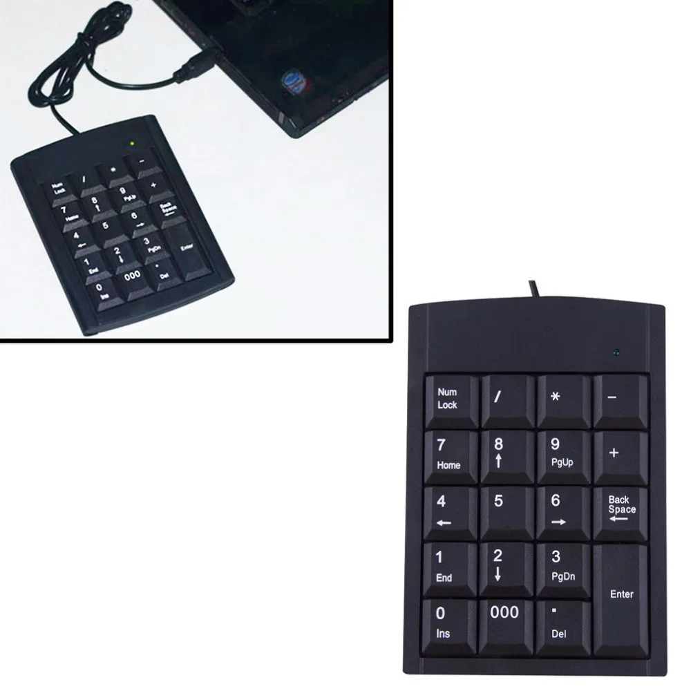 Мини USB клавиатура Проводная цифровая адаптер 19 клавиш для ноутбука ПК Windows 2000 XP