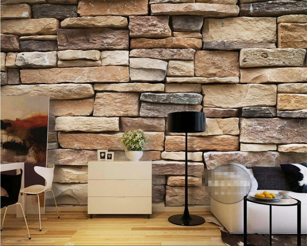 

Beibehang photo wallpaper modern 3d bricks modern simple brick stone stones pile art design bedroom office living room wallpaper