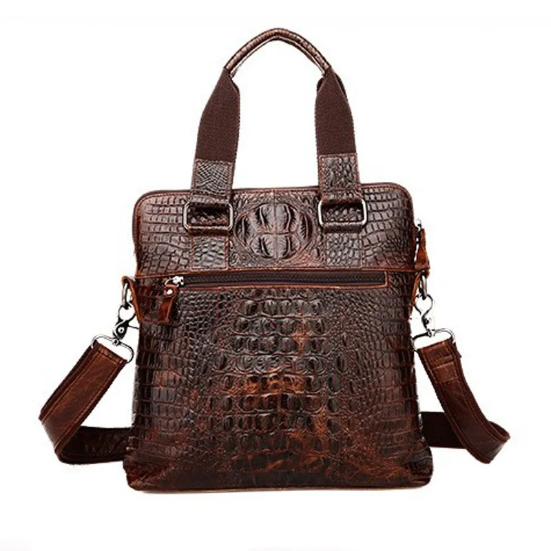 2017 new crocodile leather man bag men's business fashion leather handbag shoulder messenger bag men