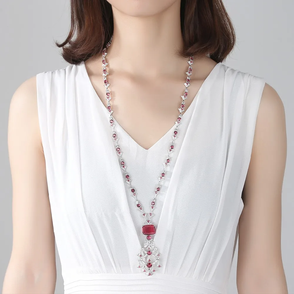 LUOTEEMI nouveau lustre ethnique collier pour femmes luxe CZ bijoux pour fête de mariage Double couleur Colar Feminino cadeau de noël - 3