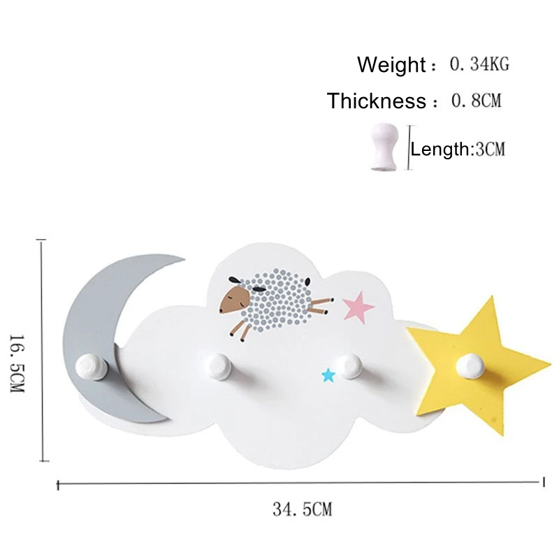 D Ins прекрасная деревянная Луна облако и звезда настенная полка органайзер деревянный настенный крючок стеллаж для хранения ключей ткань Декор детской комнаты