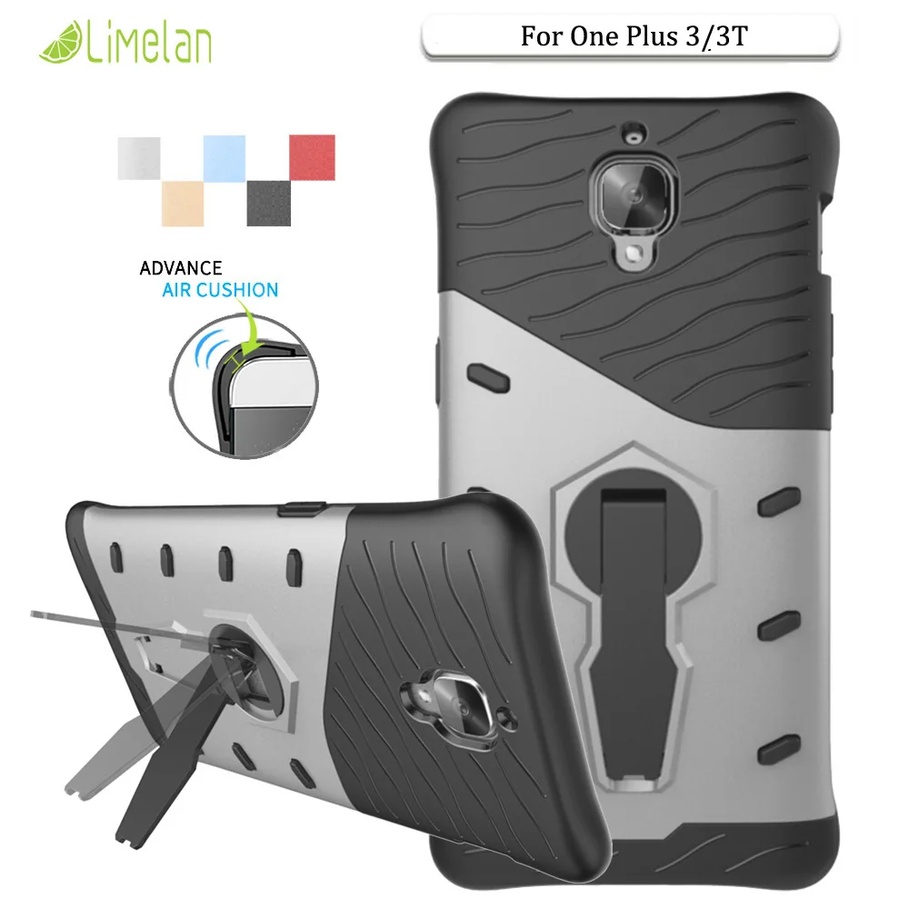 

Limelan New for OnePlus 3 Phone Case Anti Knock 360 Degree Shockproof Hard Stand Back Cover For OnePlus 3 3T Shell Capa